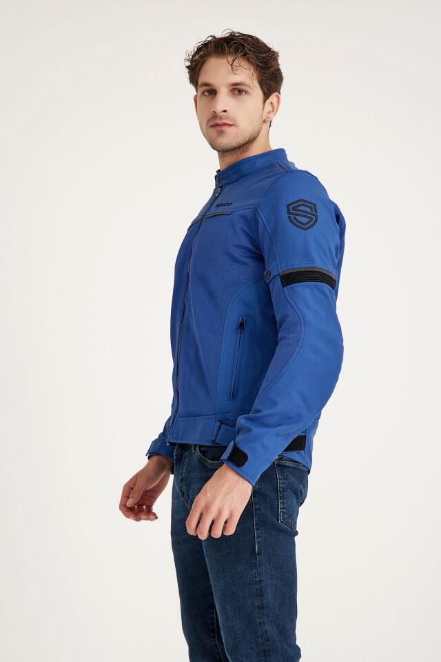 Milano Mavi Yazlık Fileli Erkek Motosiklet Montu