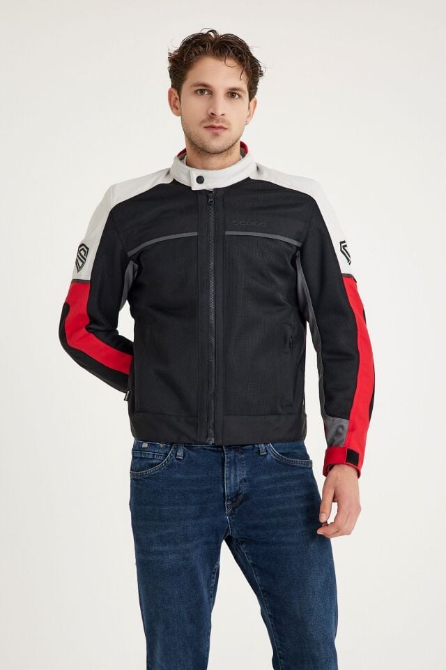 Santiago Kırmızı Yazlık Fileli Erkek Motosiklet Montu