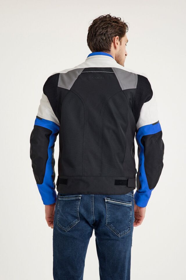 Santiago Mavi Yazlık Fileli Erkek Motosiklet Montu