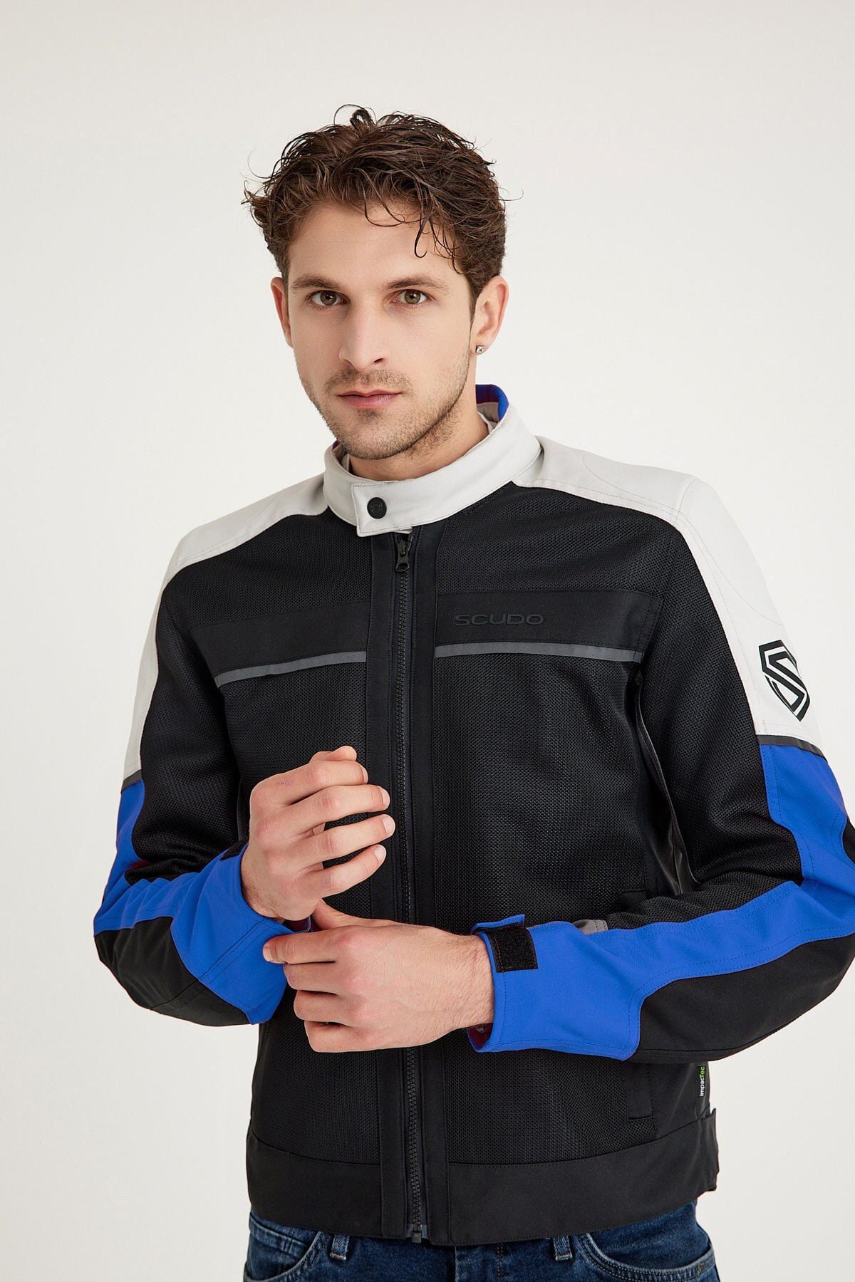 Santiago Mavi Yazlık Fileli Erkek Motosiklet Montu