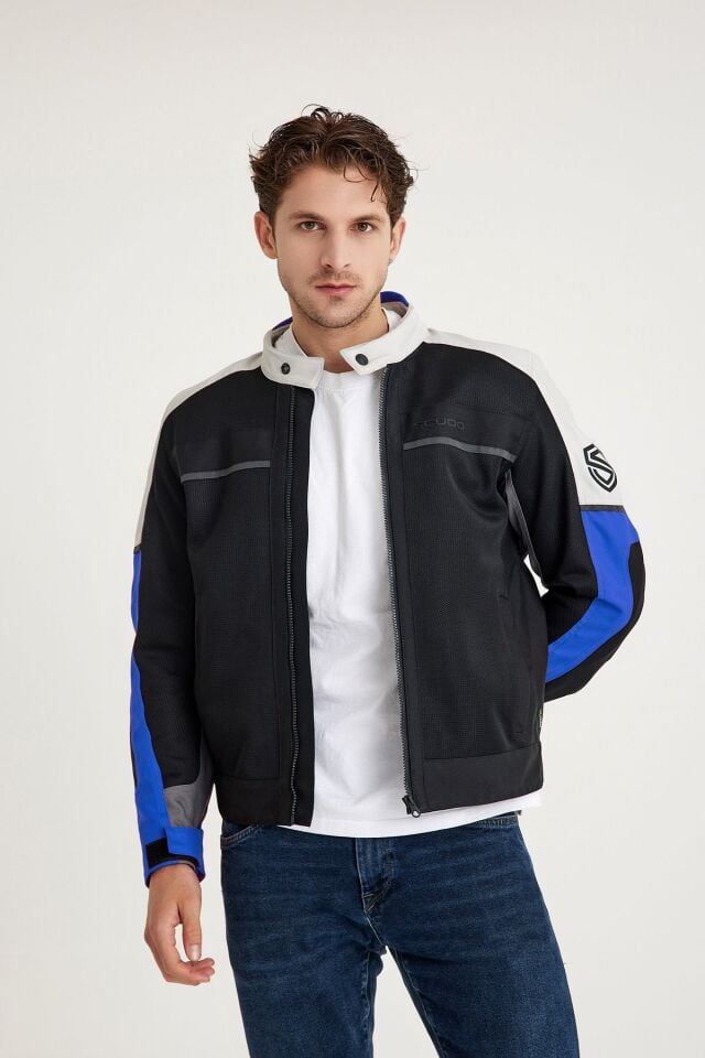 Santiago Mavi Yazlık Fileli Erkek Motosiklet Montu