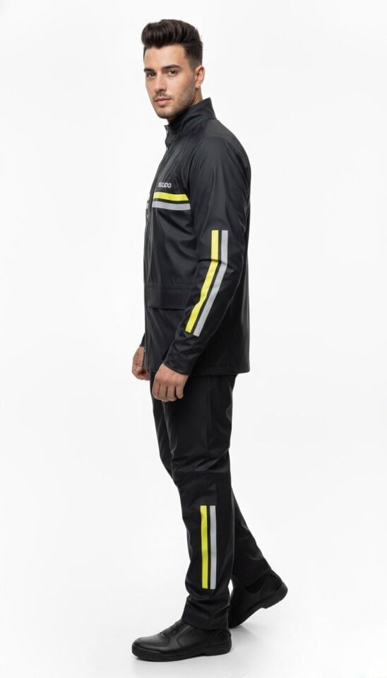 Scudo Londra Siyah Alt Üst Takım Motosiklet Yağmurluğu