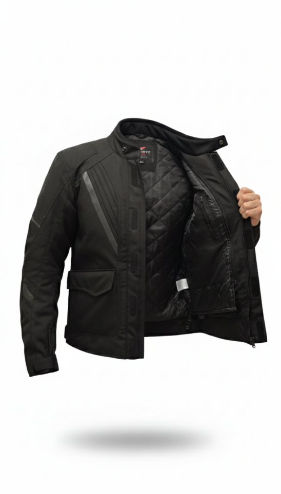 Alaska Cordura Siyah Kışlık Erkek Motosiklet Montu