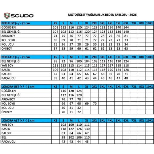 Scudo Peru Siyah Üst Motosiklet Yağmurluğu