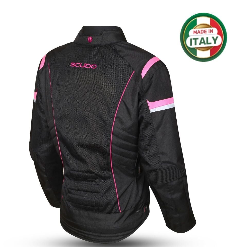 Lisbon 4 Mevsim Kadın Motosiklet Montu Siyah/Pembe