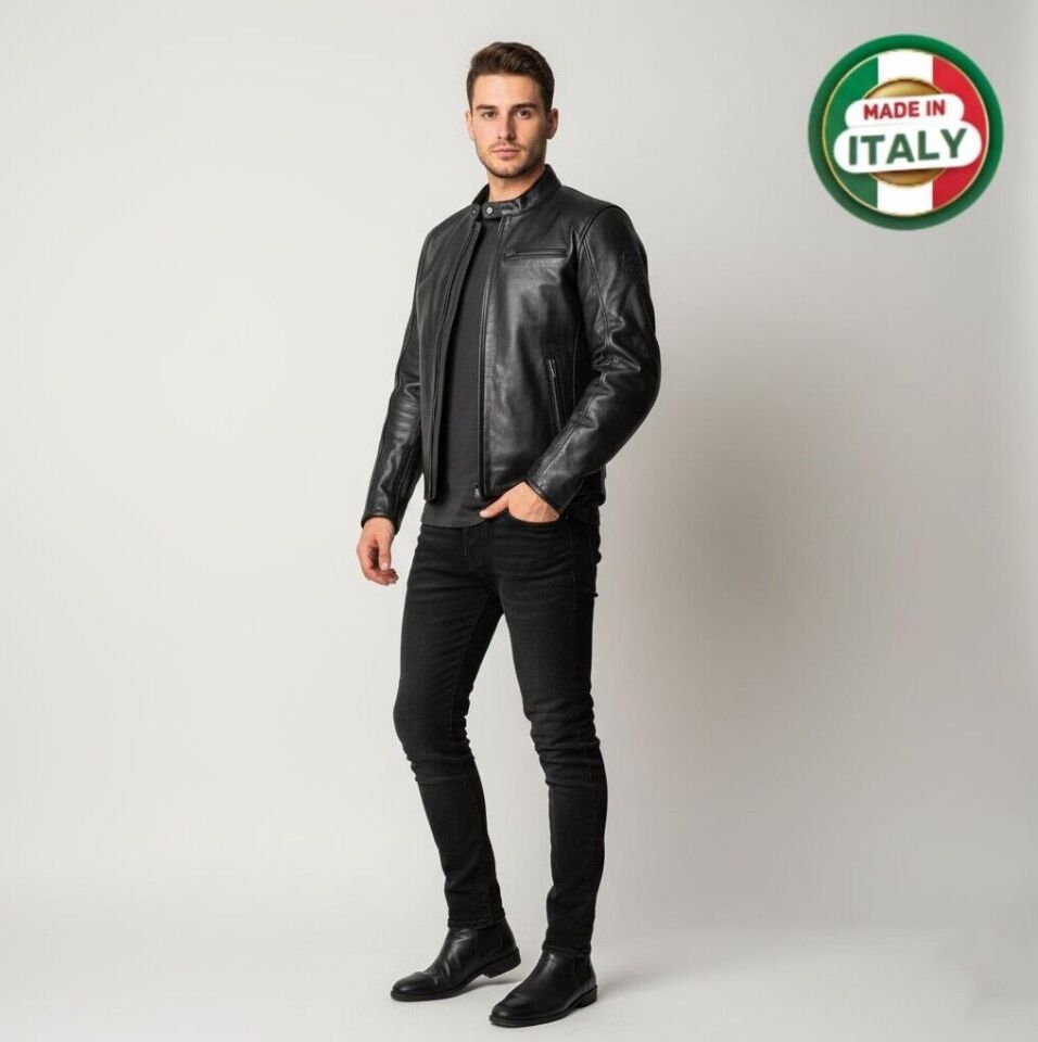 Teksas Hakiki Deri Erkek Motosiklet Montu