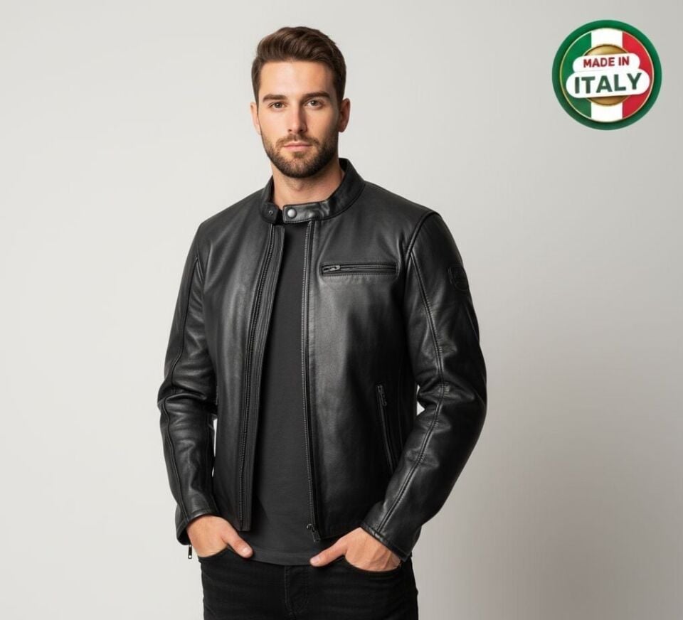 Teksas Hakiki Deri Erkek Motosiklet Montu