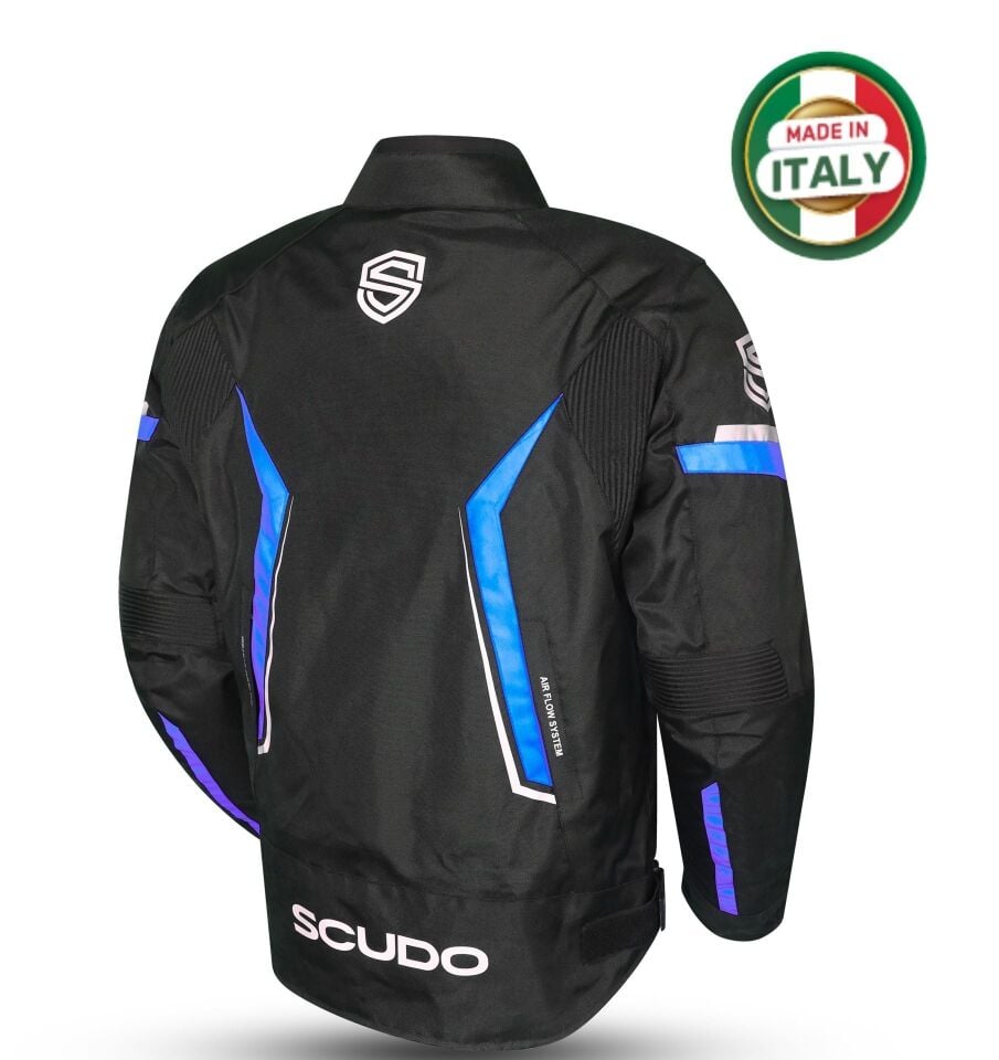 Scudo Roma 4 Mevsim Erkek Motosiklet Montu Siyah/Mavi