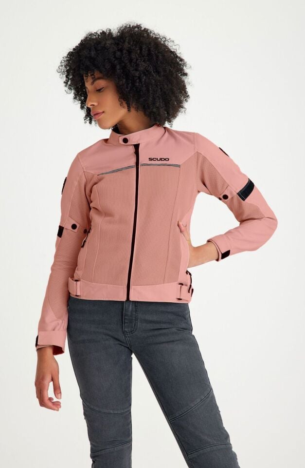 Scudo Paris Pembe Yazlık Fileli Kadın Motosiklet Montu