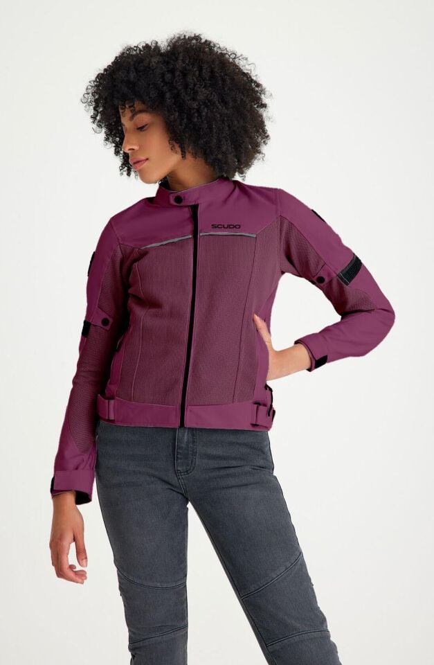 Paris Mor Yazlık Fileli Kadın Motosiklet Montu