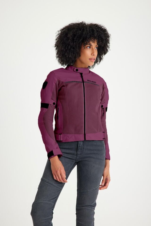 Paris Mor Yazlık Fileli Kadın Motosiklet Montu