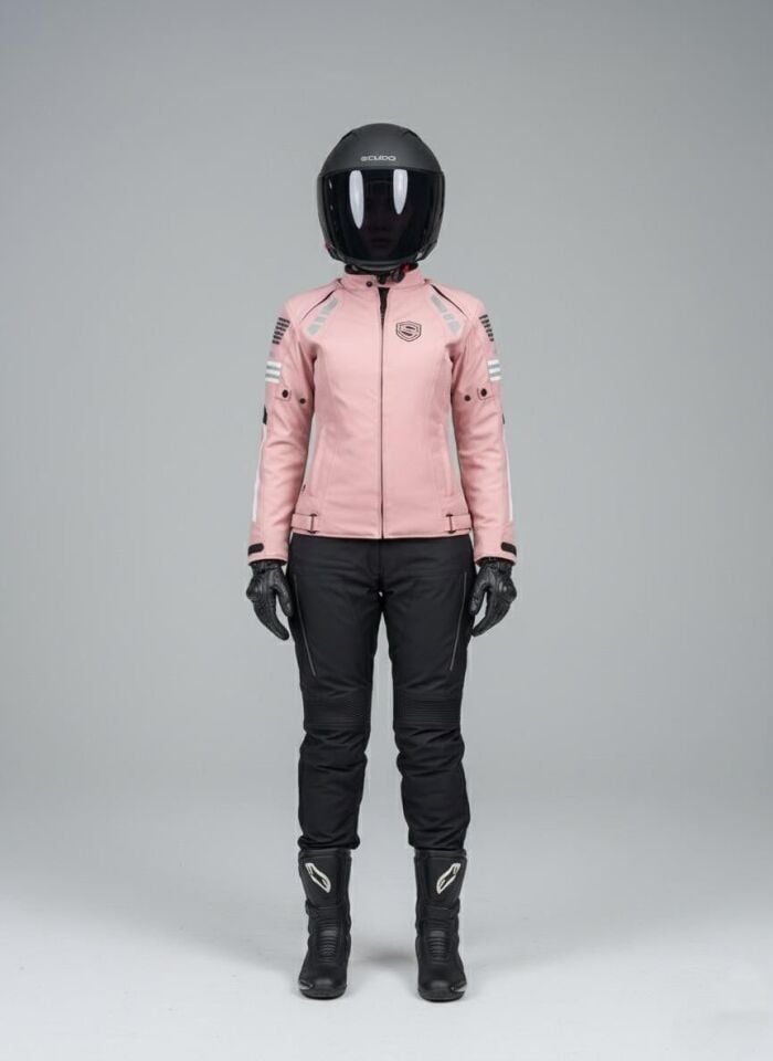 Scudo Lyon Pembe 4 Mevsim Kadın Motosiklet Montu