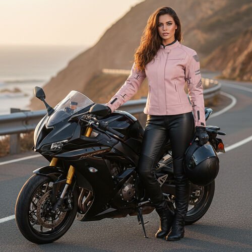 Lyon Pembe 4 Mevsim Kadın Motosiklet Montu