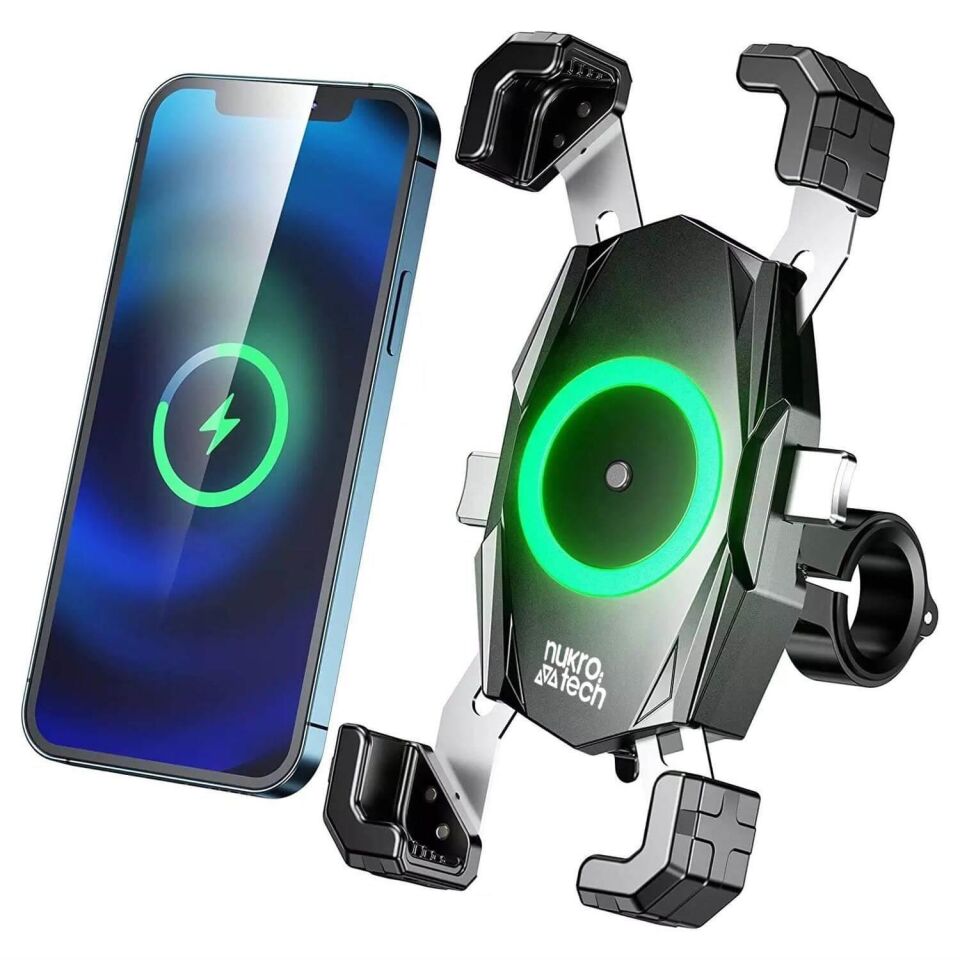 Nukrotech M22 PLUS Wireless Şarjlı ve TYPE C Motosiklet Telefon Tutucu
